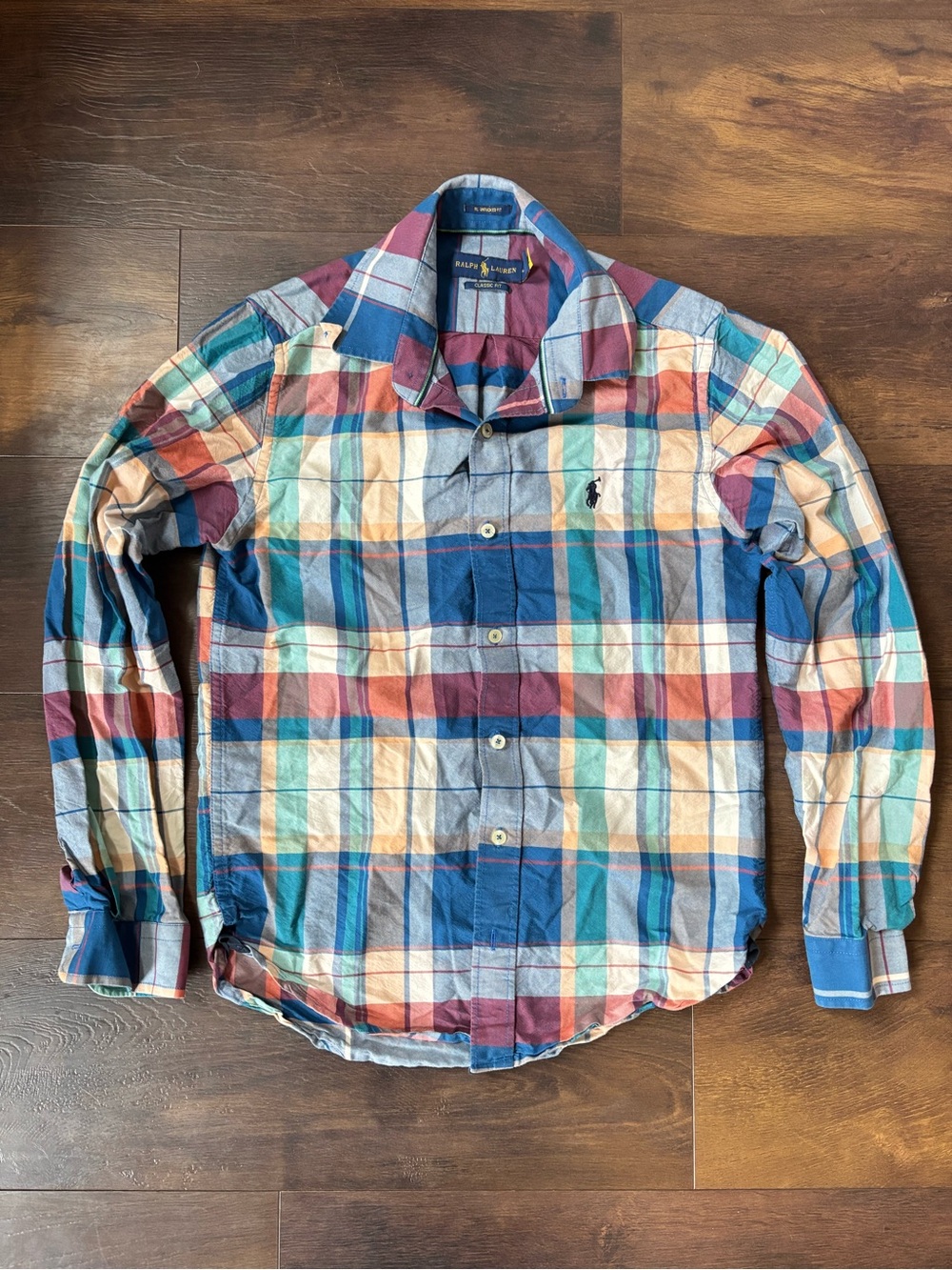 Ralph Lauren Men’s Blue, Red, Cream Plaid Button-Down Shirt